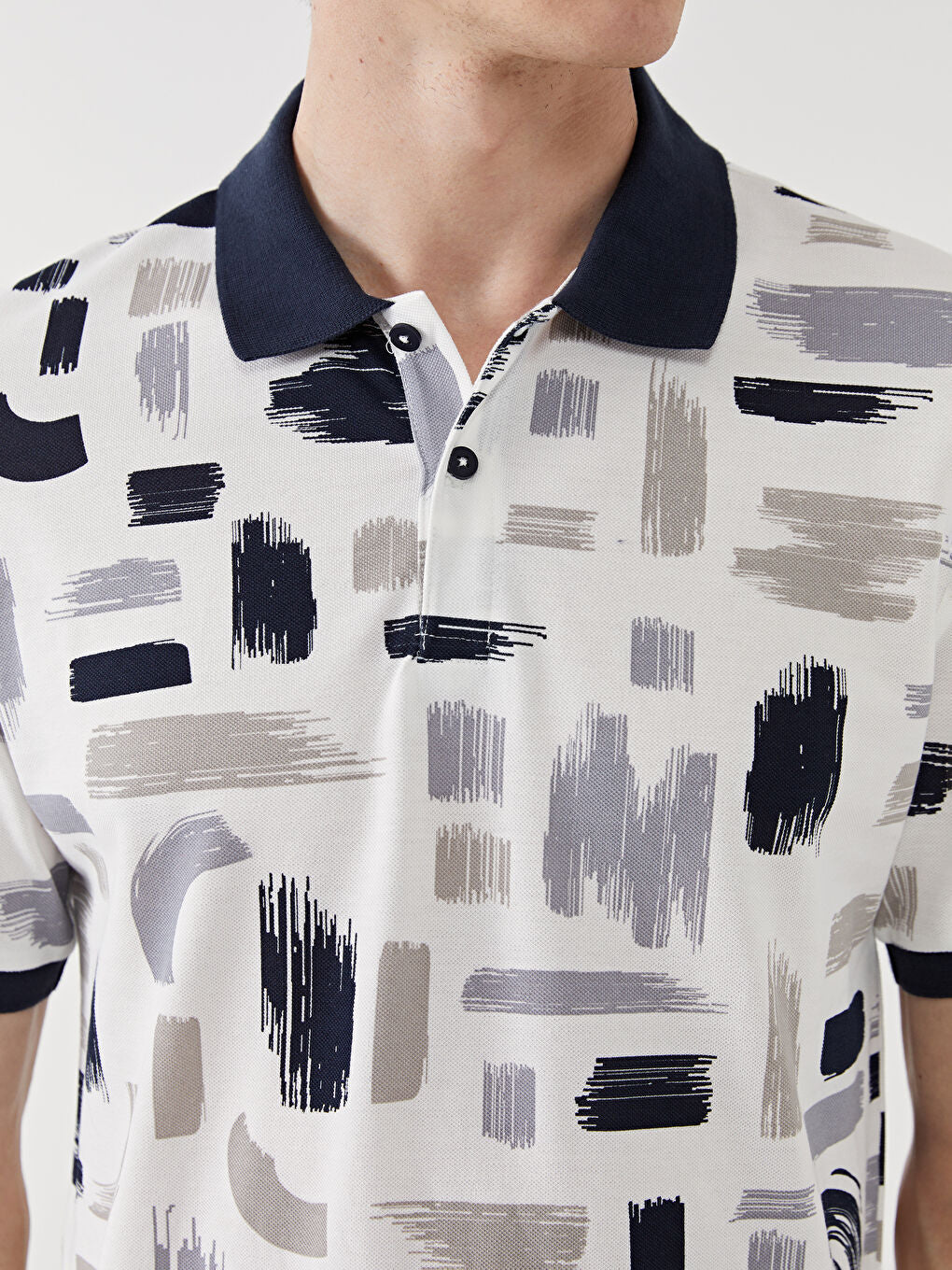 LCW Vision Green Polo Neck Short Sleeve Patterned Pique Men T-Shirt