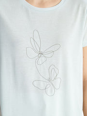 LCWAIKIKI Classic Gray Crew Neck Embroidered Women T-Shirt