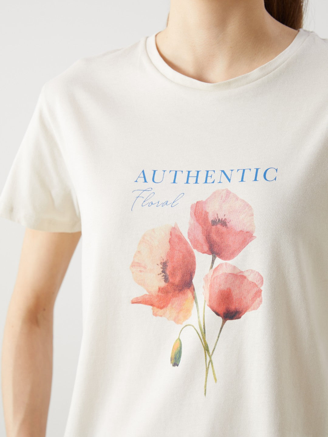 LCW Classic Crew Neck Floral Jersey Women T-Shirt