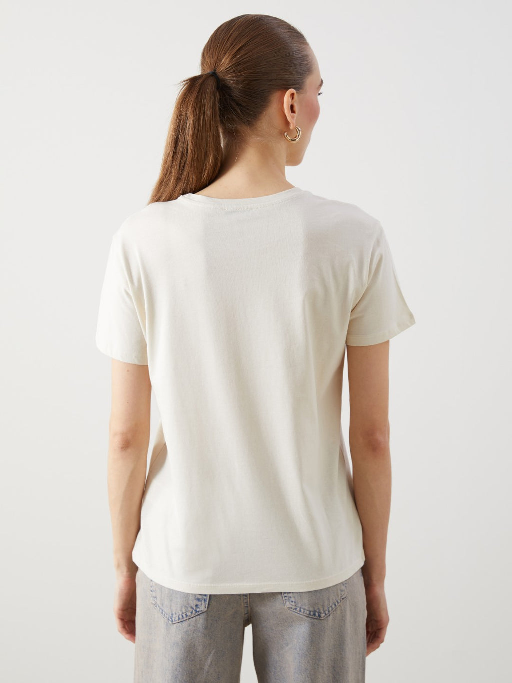 LCW Classic Crew Neck Floral Jersey Women T-Shirt