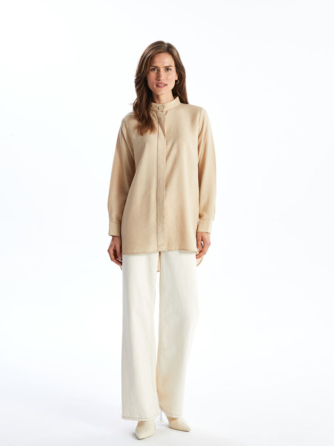 LCWAIKIKI Classic Beige Judge Collar Women Shirt Tunic Main Image