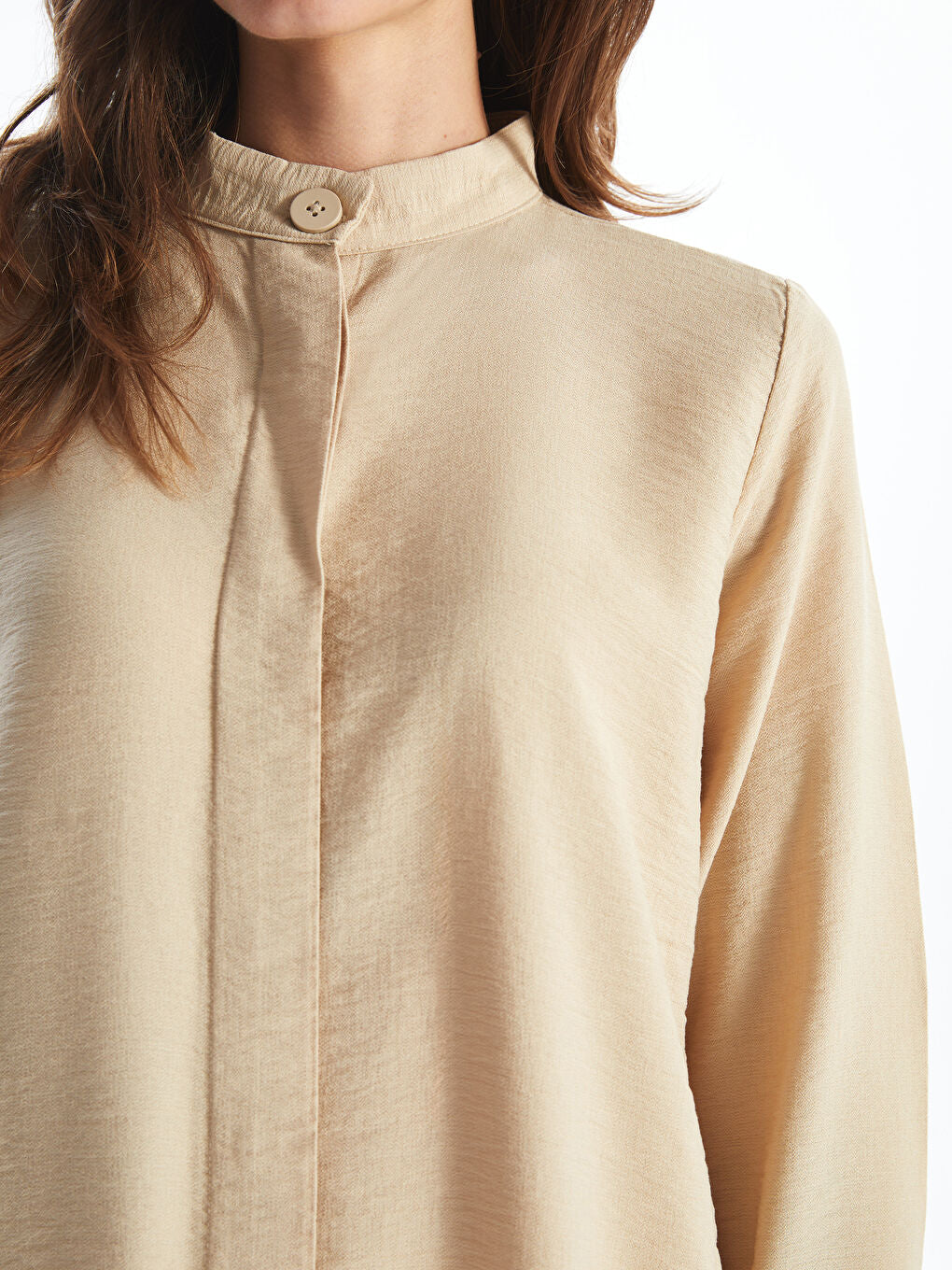 LCWAIKIKI Classic Beige Judge Collar Women Shirt Tunic