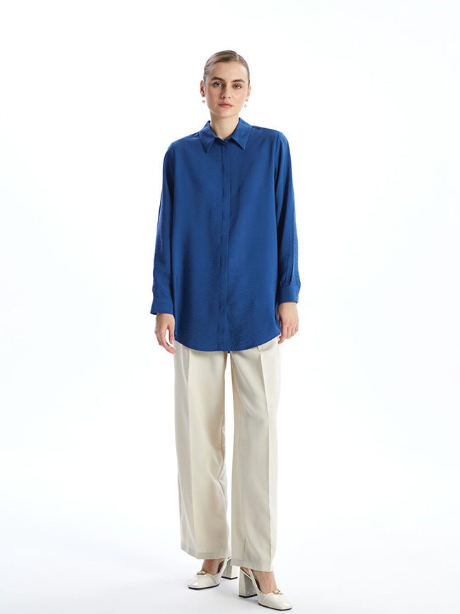 LCWAIKIKI Classic Navy Blue Loose Fit Women Shirt Tunic Main Image