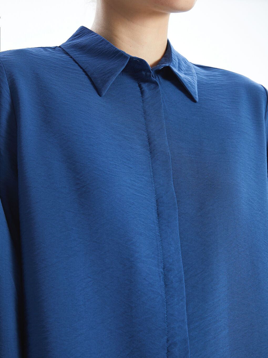 LCWAIKIKI Classic Navy Blue Loose Fit Women Shirt Tunic