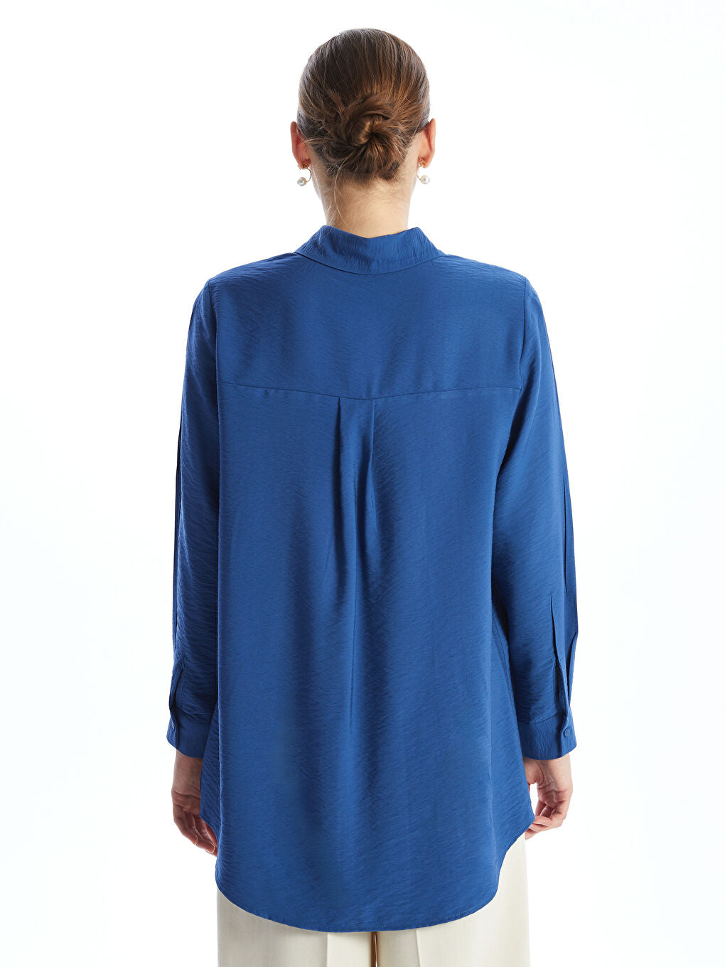 LCWAIKIKI Classic Navy Blue Loose Fit Women Shirt Tunic