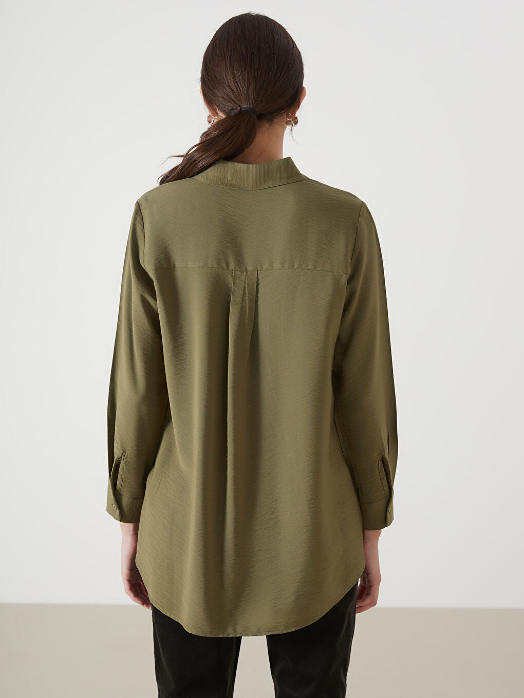 LCWAIKIKI Classic Navy Blue Loose Fit Women Shirt Tunic