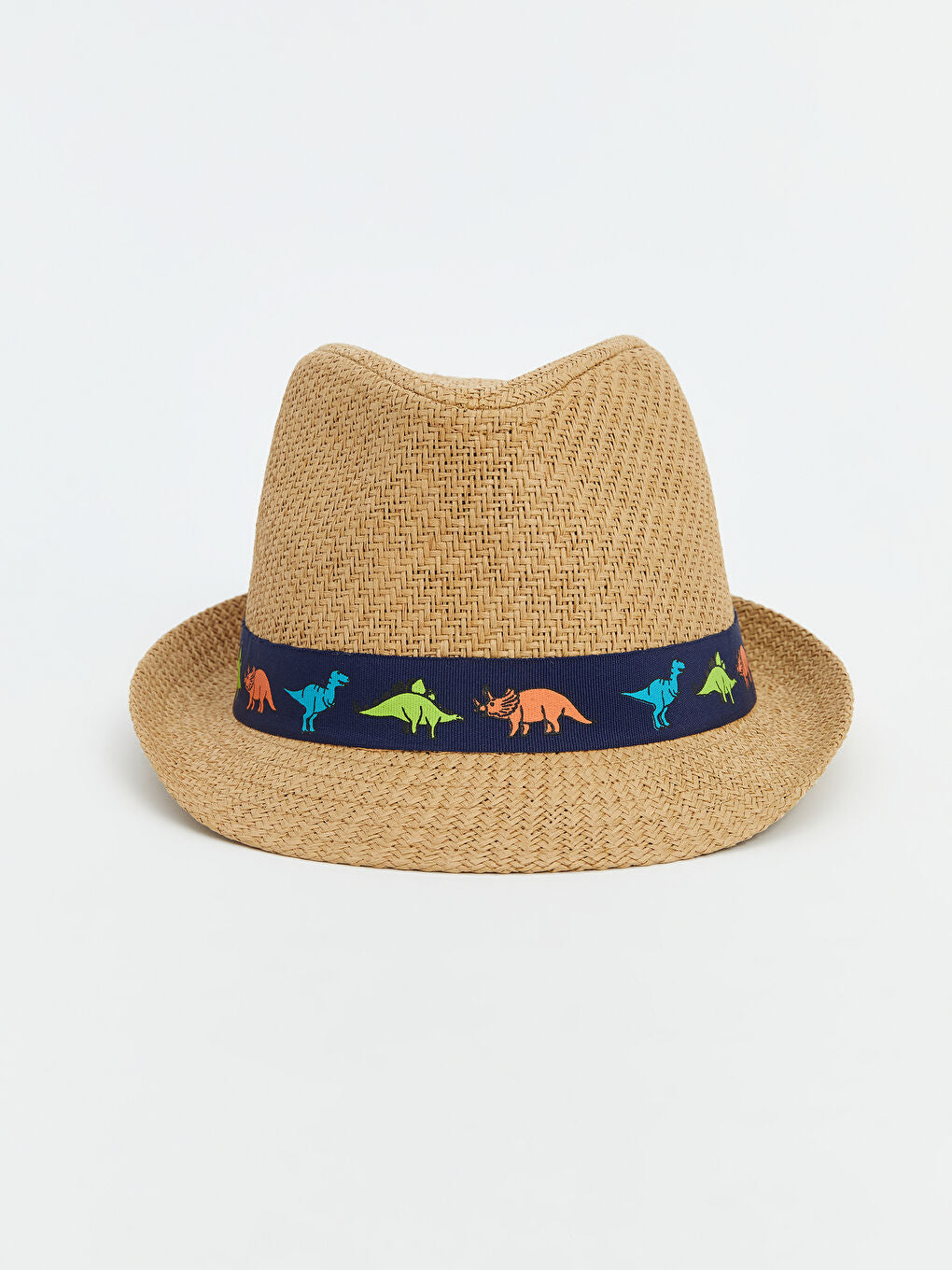 LCW ACCESSORIES Beige Dinosaur Printed Boy Straw Fedora Hat