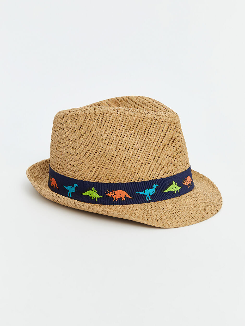 LCW ACCESSORIES Beige Dinosaur Printed Boy Straw Fedora Hat
