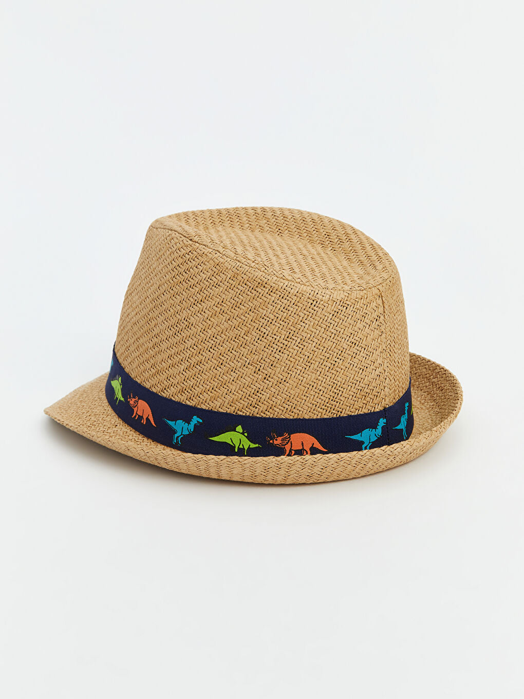 LCW ACCESSORIES Beige Dinosaur Printed Boy Straw Fedora Hat