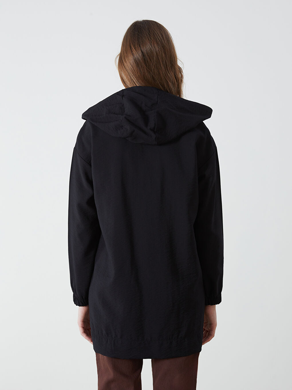 LCW Modest Ecru Hooded Plain Oversize Women Tunic