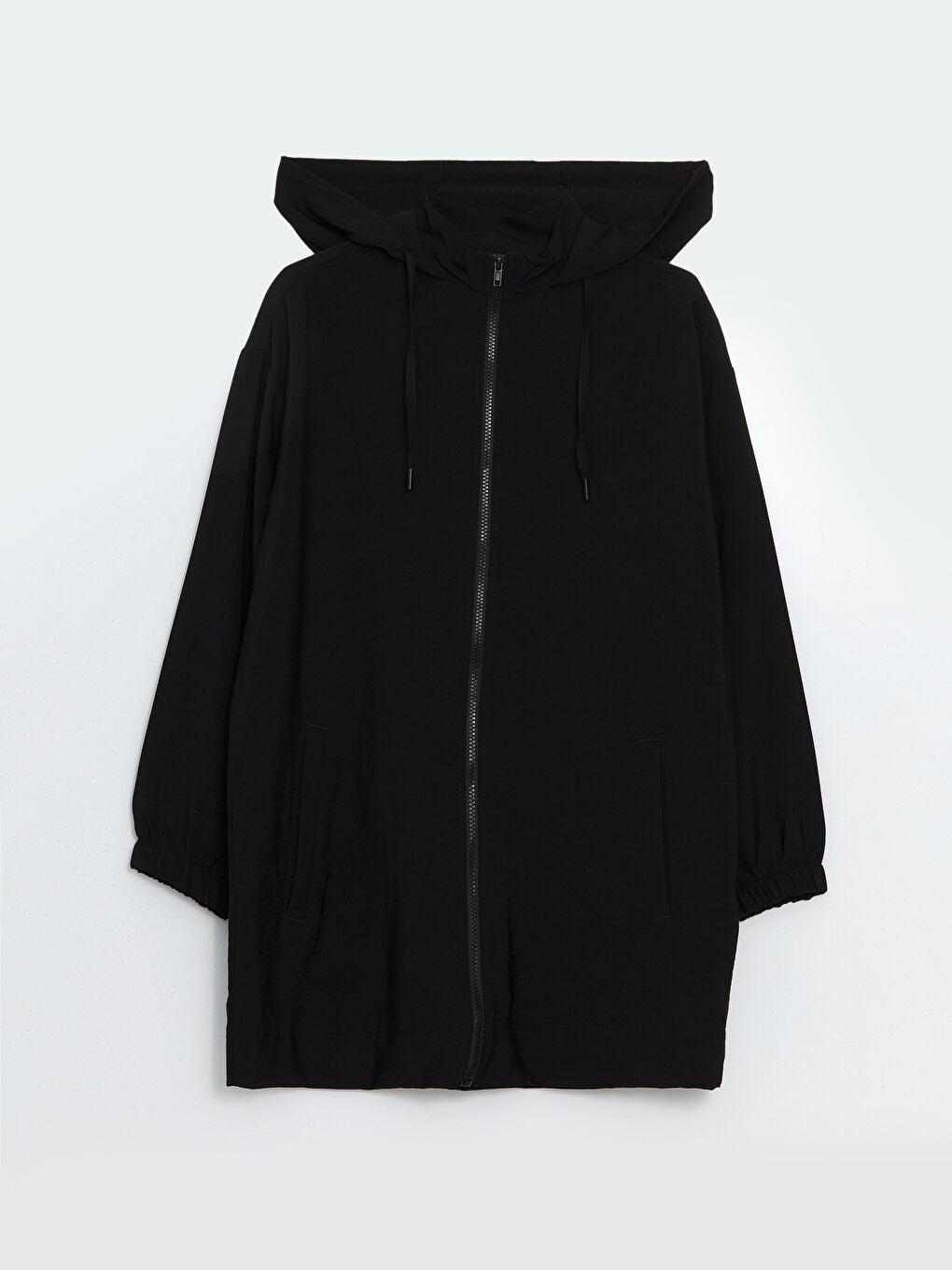 LCW Modest Ecru Hooded Plain Oversize Women Tunic