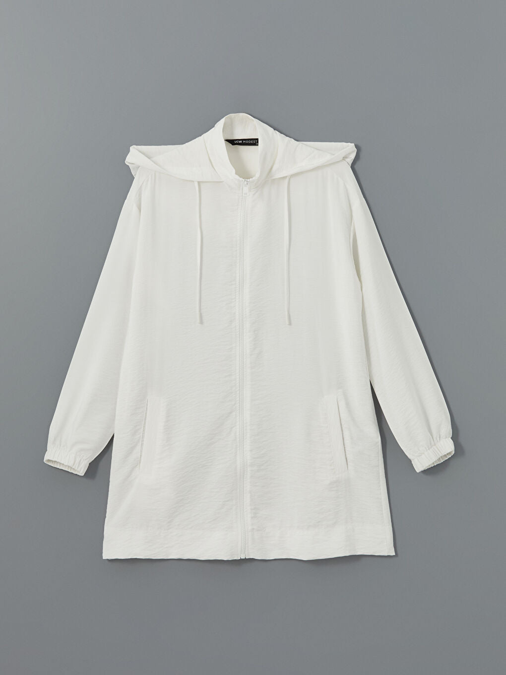 LCW Modest Ecru Hooded Plain Oversize Women Tunic