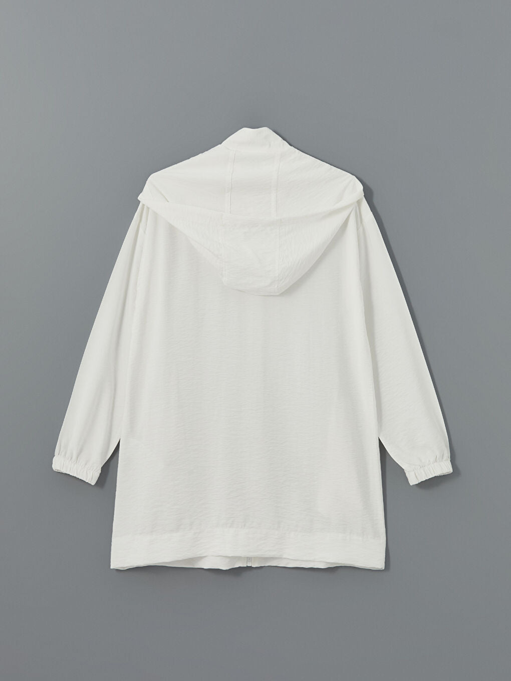 LCW Modest Ecru Hooded Plain Oversize Women Tunic