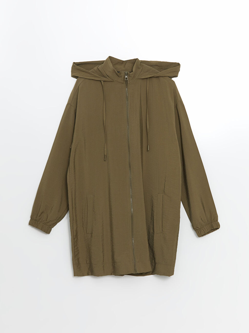 LCW Modest Ecru Hooded Plain Oversize Women Tunic