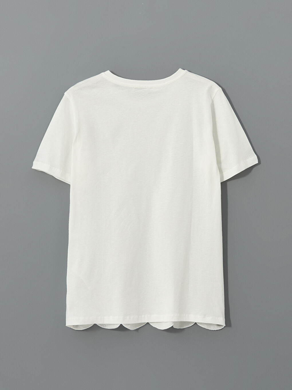 LCWAIKIKI Classic Ecru Crew Neck Embroidered Women T-Shirt