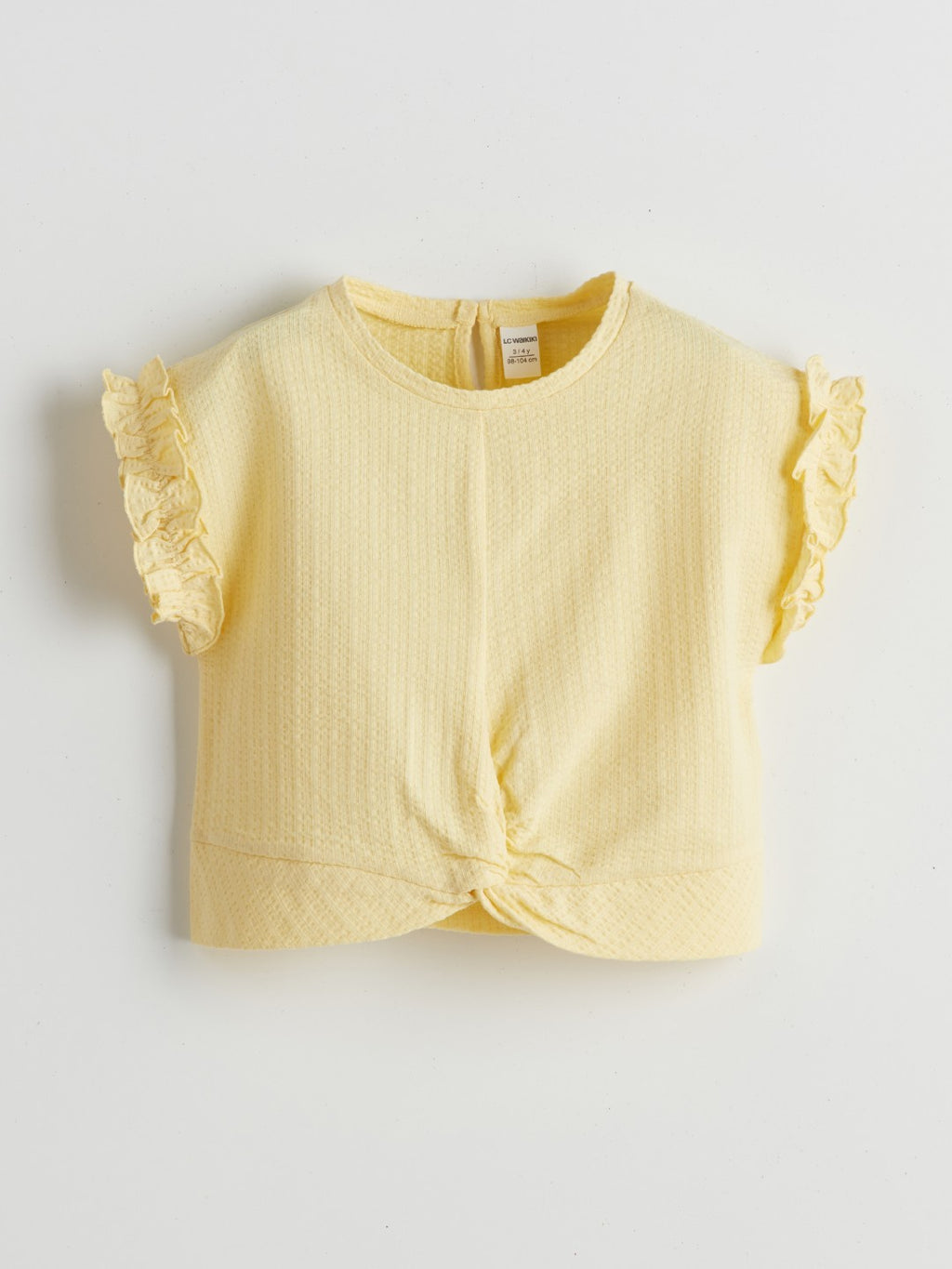 LCW Kids Crew Neck Combed Cotton Ruffled Girls T-Shirt