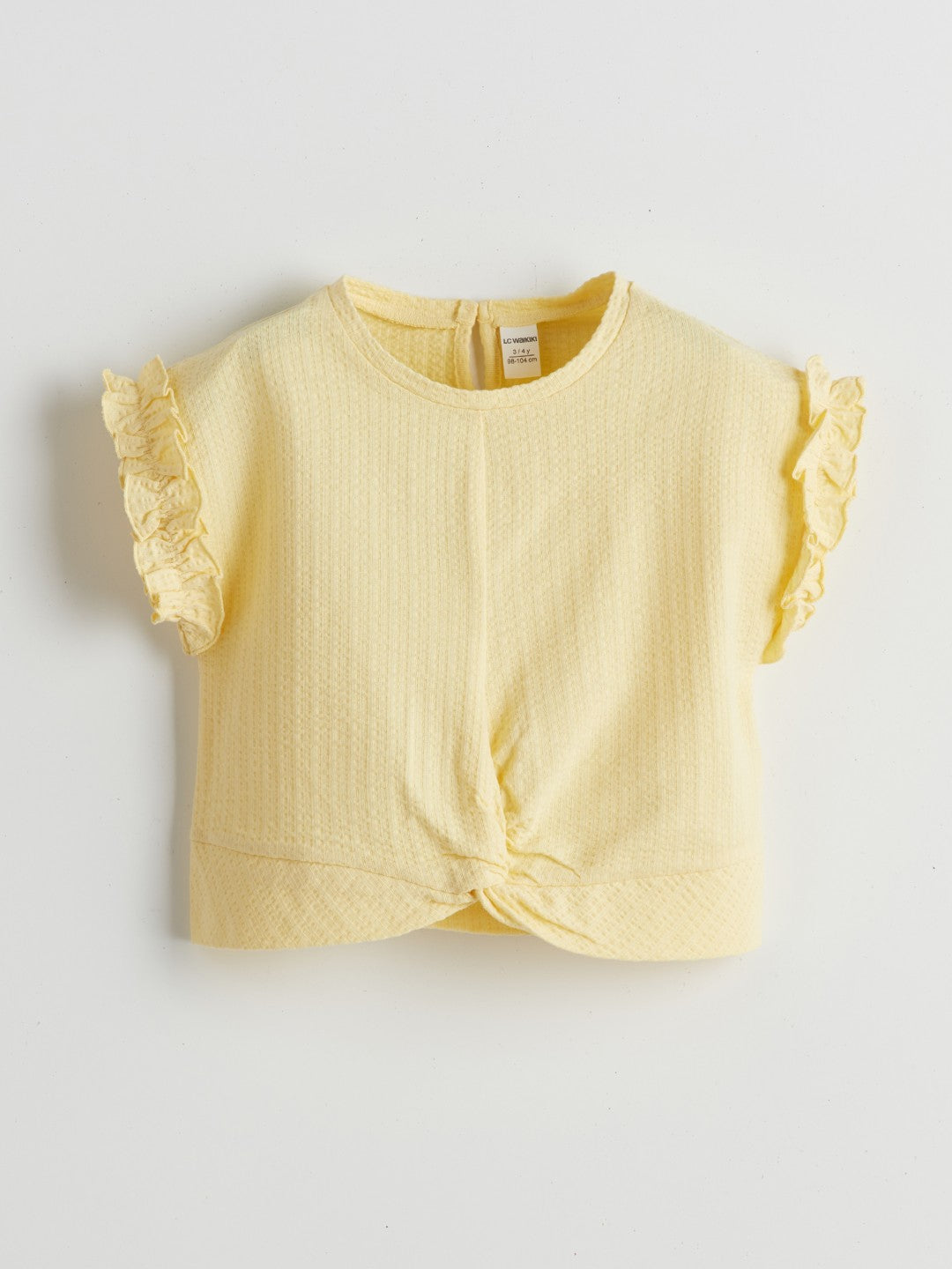 LCW Kids Crew Neck Combed Cotton Ruffled Girls T-Shirt