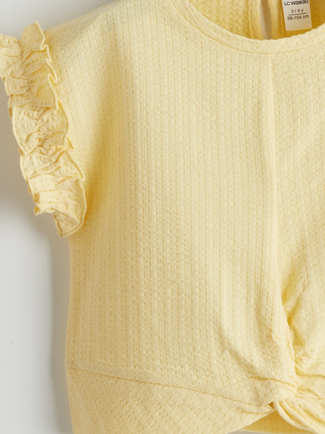 LCW Kids Crew Neck Combed Cotton Ruffled Girls T-Shirt