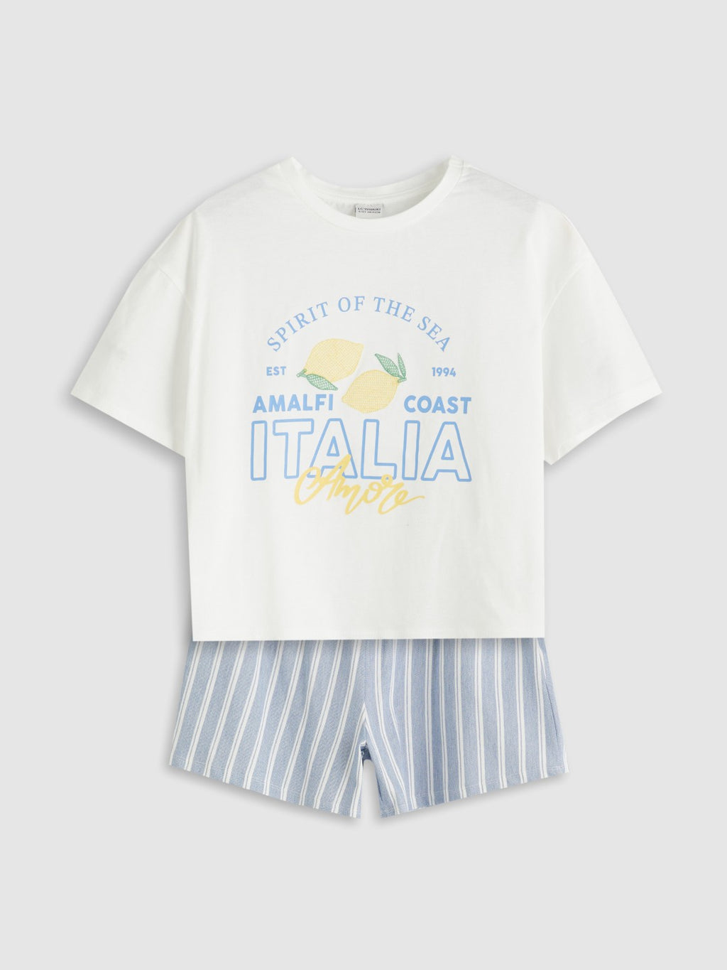 LCW Kids Crew Neck Italy Printed Girls T-Shirt And Shorts