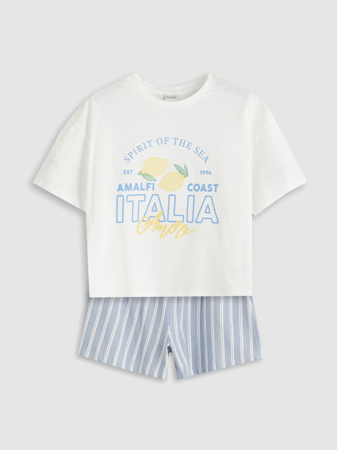 LCW Kids Crew Neck Italy Printed Girls T-Shirt And Shorts