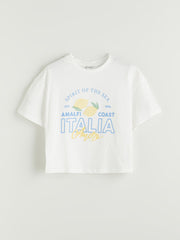 LCW Kids Crew Neck Italy Printed Girls T-Shirt And Shorts