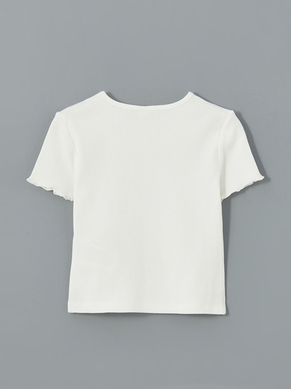 LCW Kids Ecru Crew Neck Stoned Girls T-Shirt