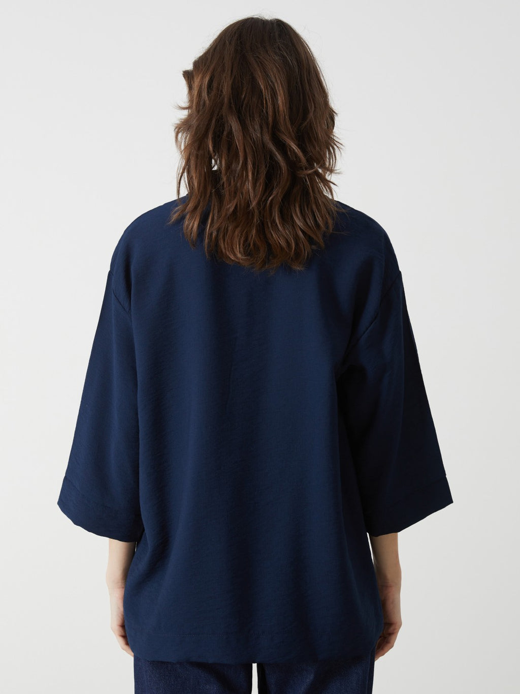 LCW Classic Blue Oversize Dobby Women Shirt
