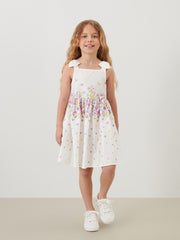 LCW Kids Square Neck Floral Satin GirlS Dress