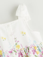 LCW Kids Square Neck Floral Satin GirlS Dress