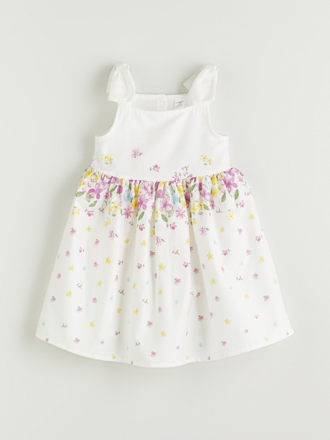 LCW Kids Square Neck Floral Satin GirlS Dress