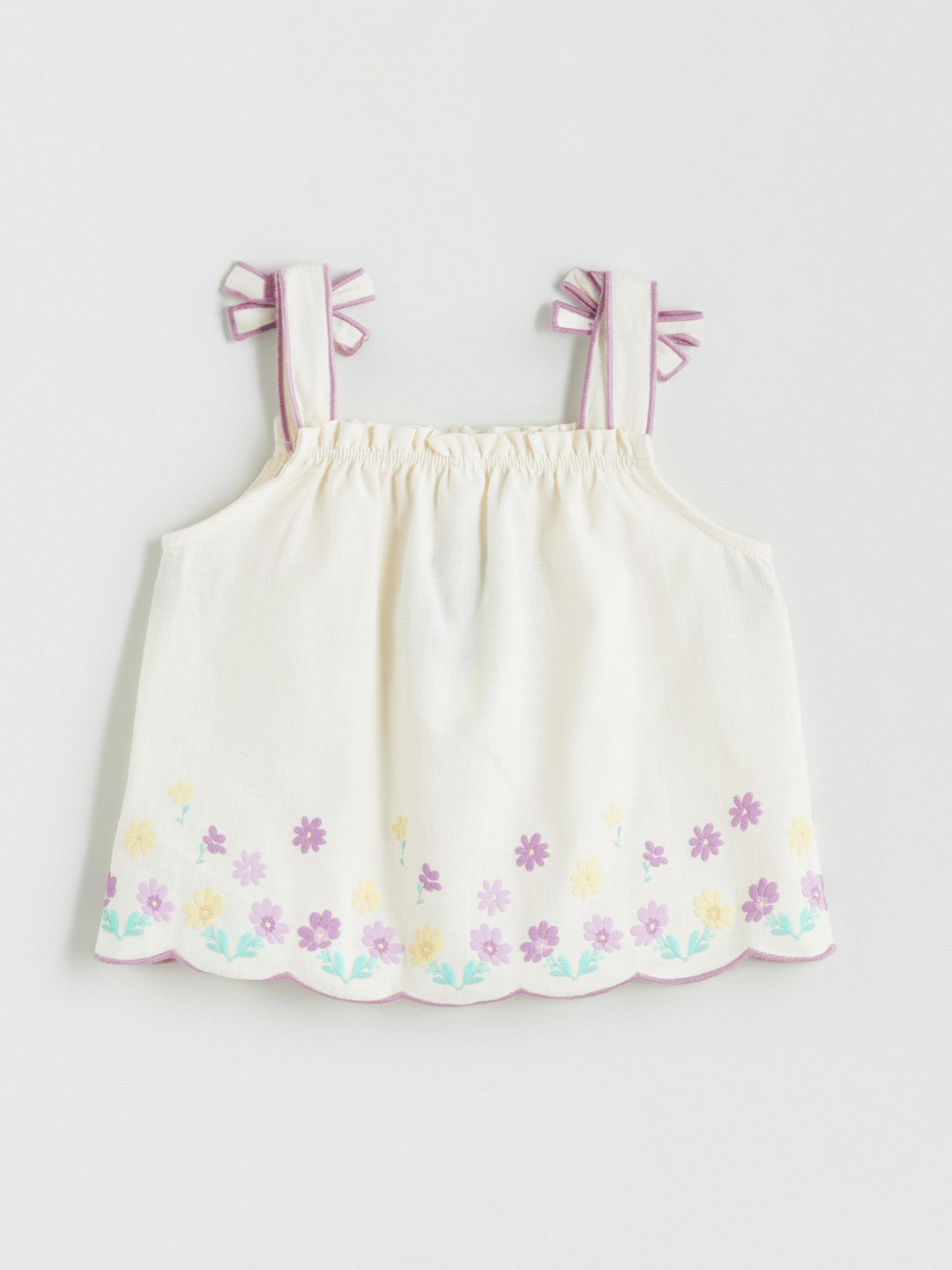 LCW Kids Square Neck Floral GirlS Blouse And Shorts 2-Pack