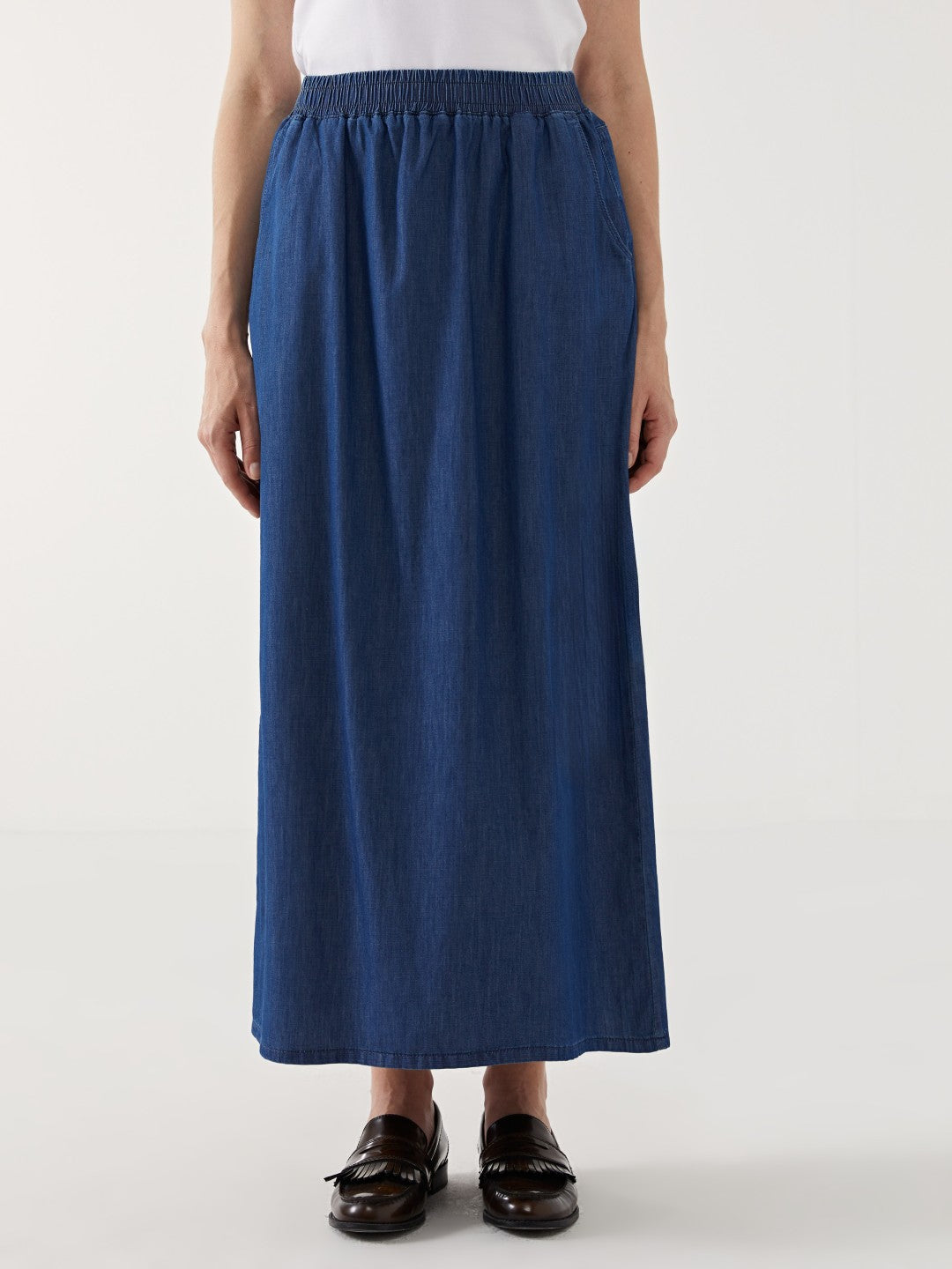 LCW Grace Elastic Waist Women Jean Skirt