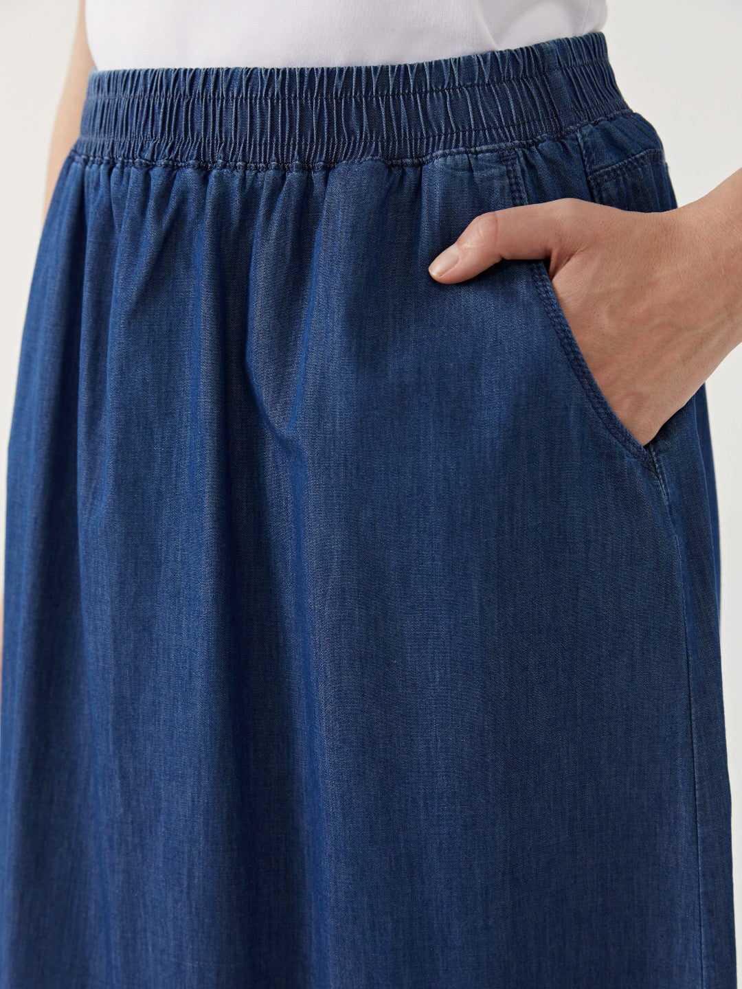 LCW Grace Elastic Waist Women Jean Skirt