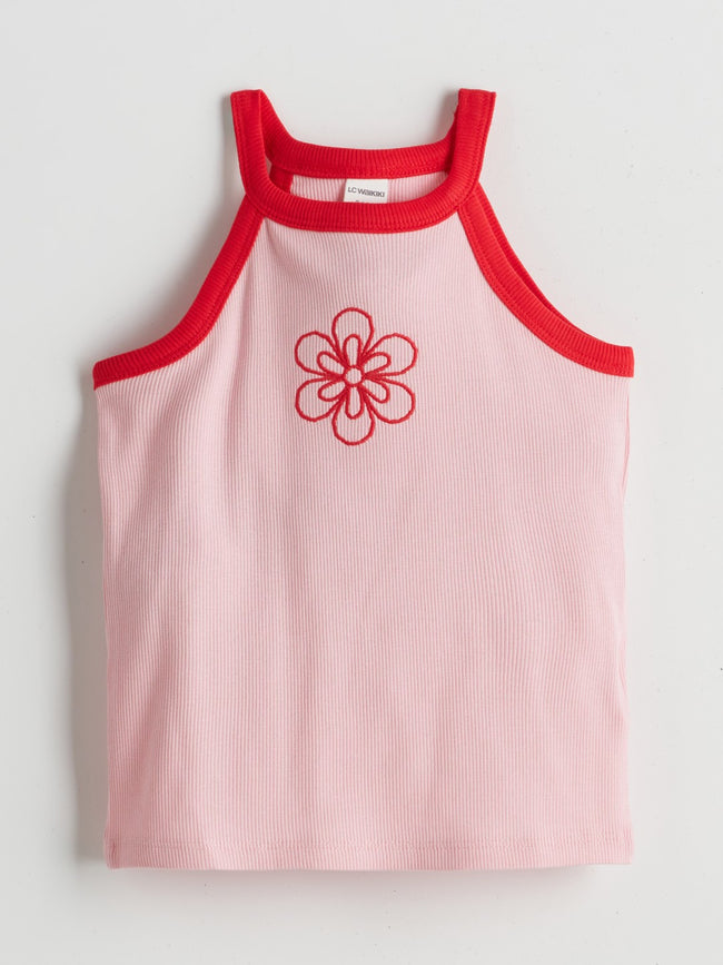 LCW Kids Halter Neck Embroidered Girls Tank Top Hover Image