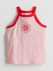 LCW Kids Halter Neck Embroidered Girls Tank Top