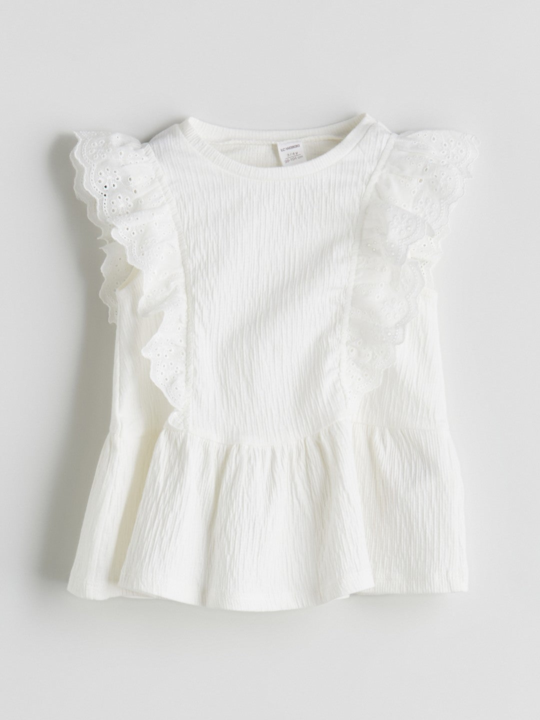 LCW Kids Crew Neck Pleated Girls T-Shirt