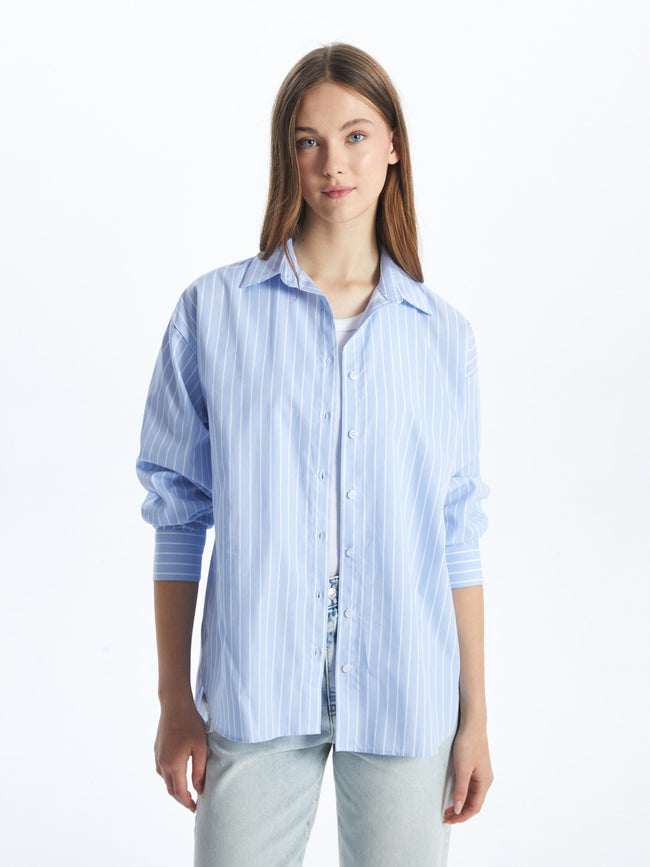 Xside Striped Oversize Poplin Women Shirt Hover Image