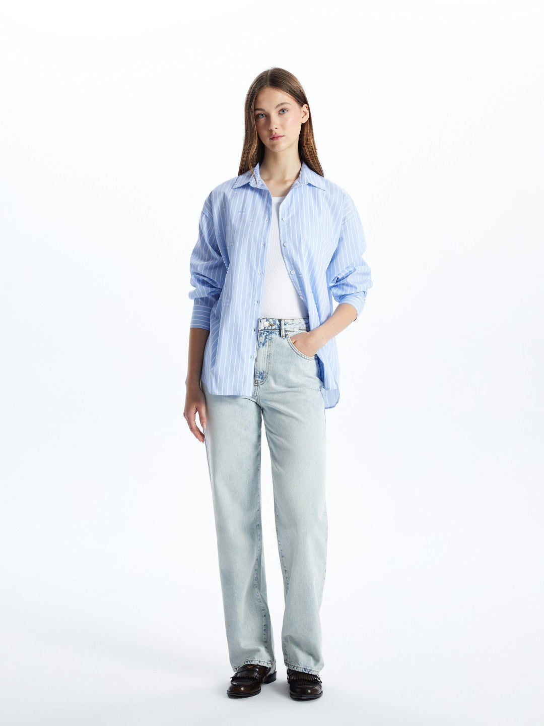 Xside Striped Oversize Poplin Women Shirt