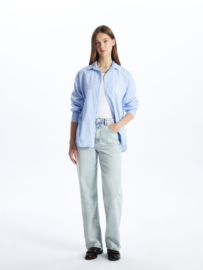 Xside Striped Oversize Poplin Women Shirt Main Image