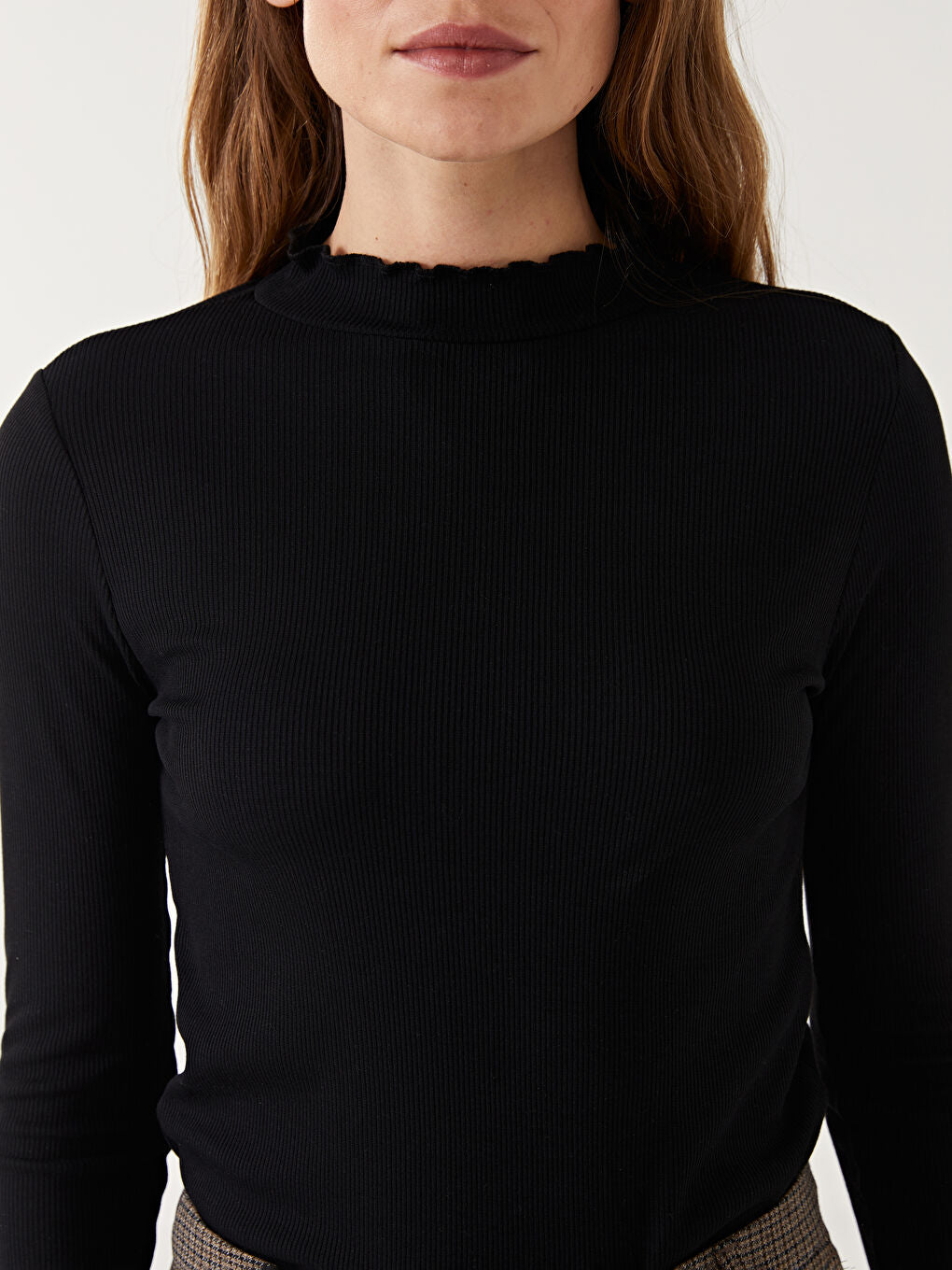 LCW Modest Ecru Stand Collar Women Bodysuit