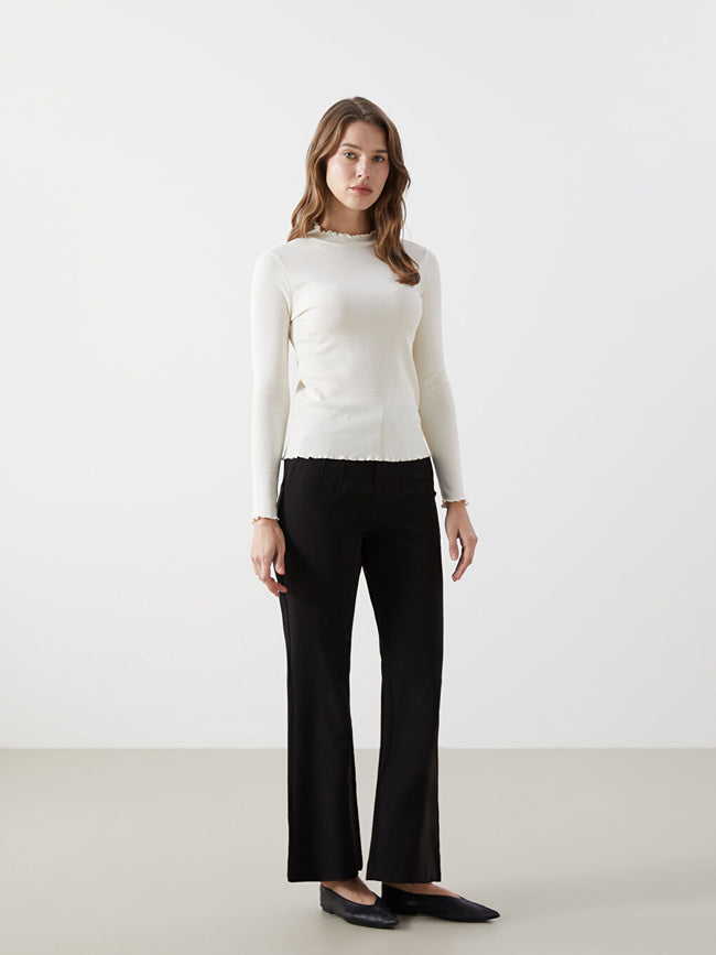 LCW Modest Ecru Stand Collar Women Bodysuit Main Image