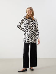 LCW Modest Black Elastic Waist Textured Women Trousers