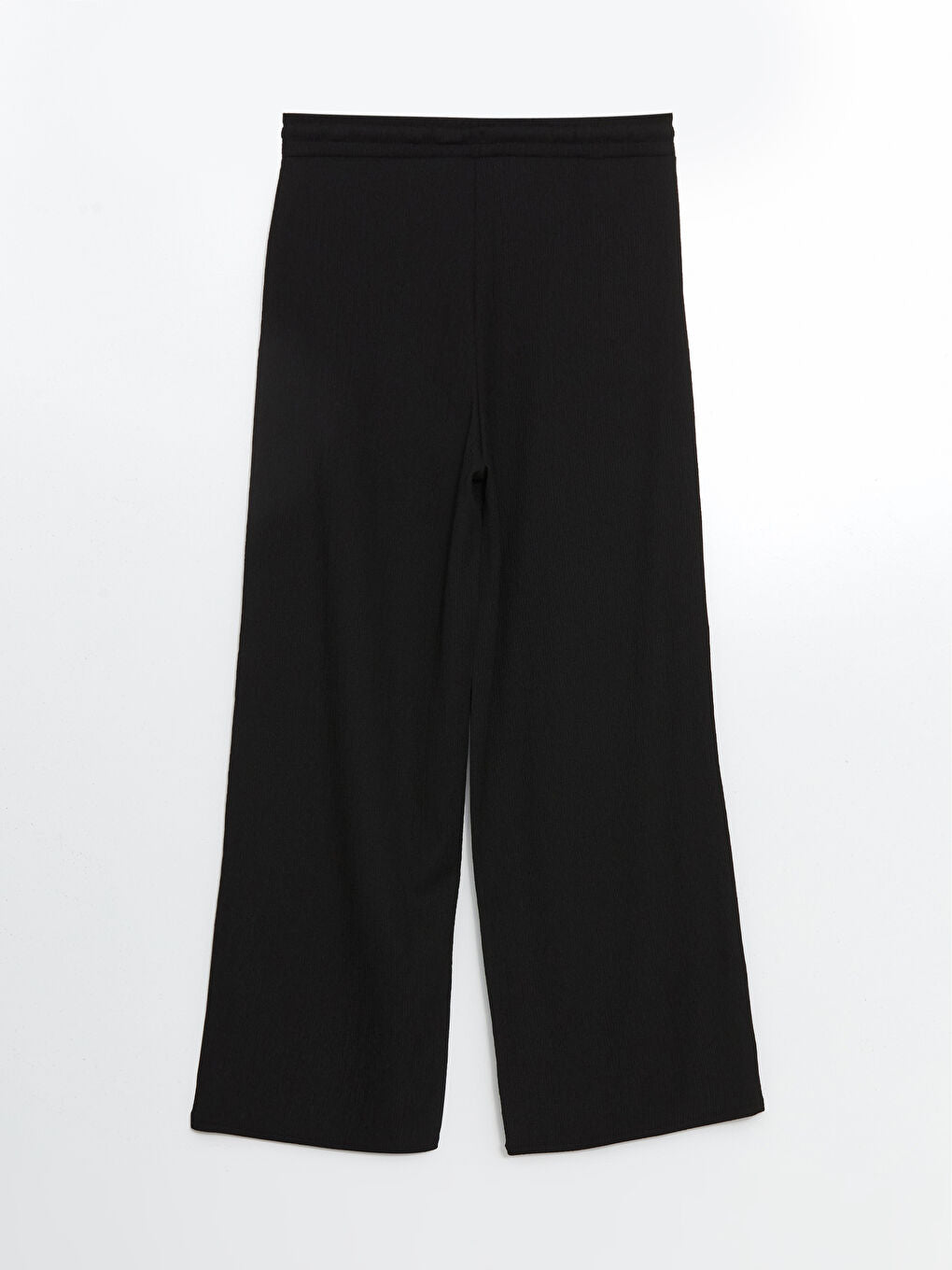 LCW Modest Black Elastic Waist Textured Women Trousers