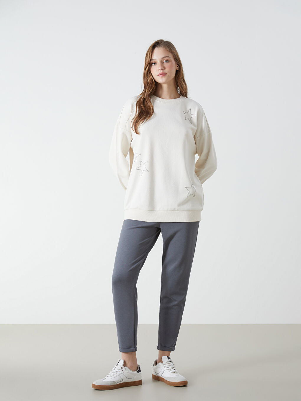 LCW Modest Green Elastic Waist Women Tracksuit Bottoms