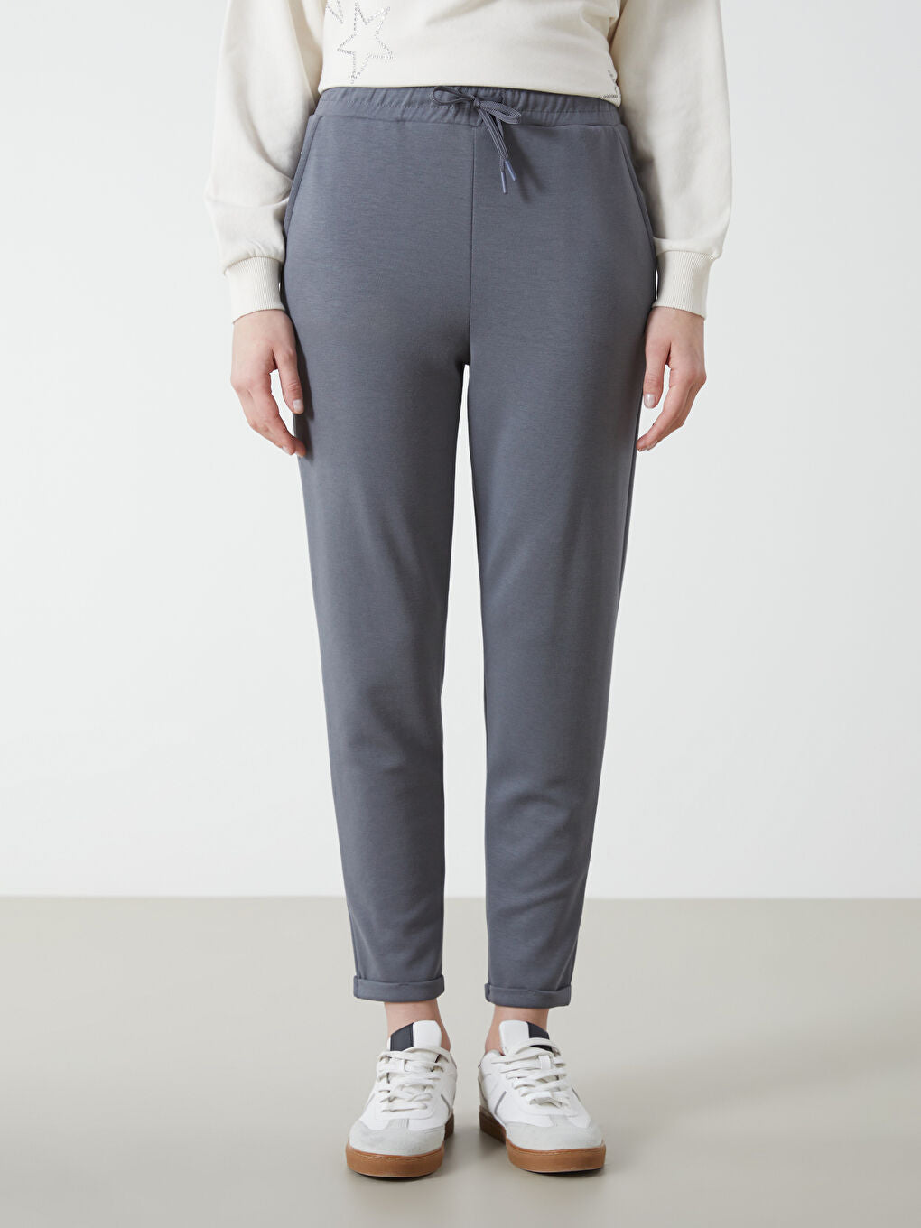 LCW Modest Green Elastic Waist Women Tracksuit Bottoms