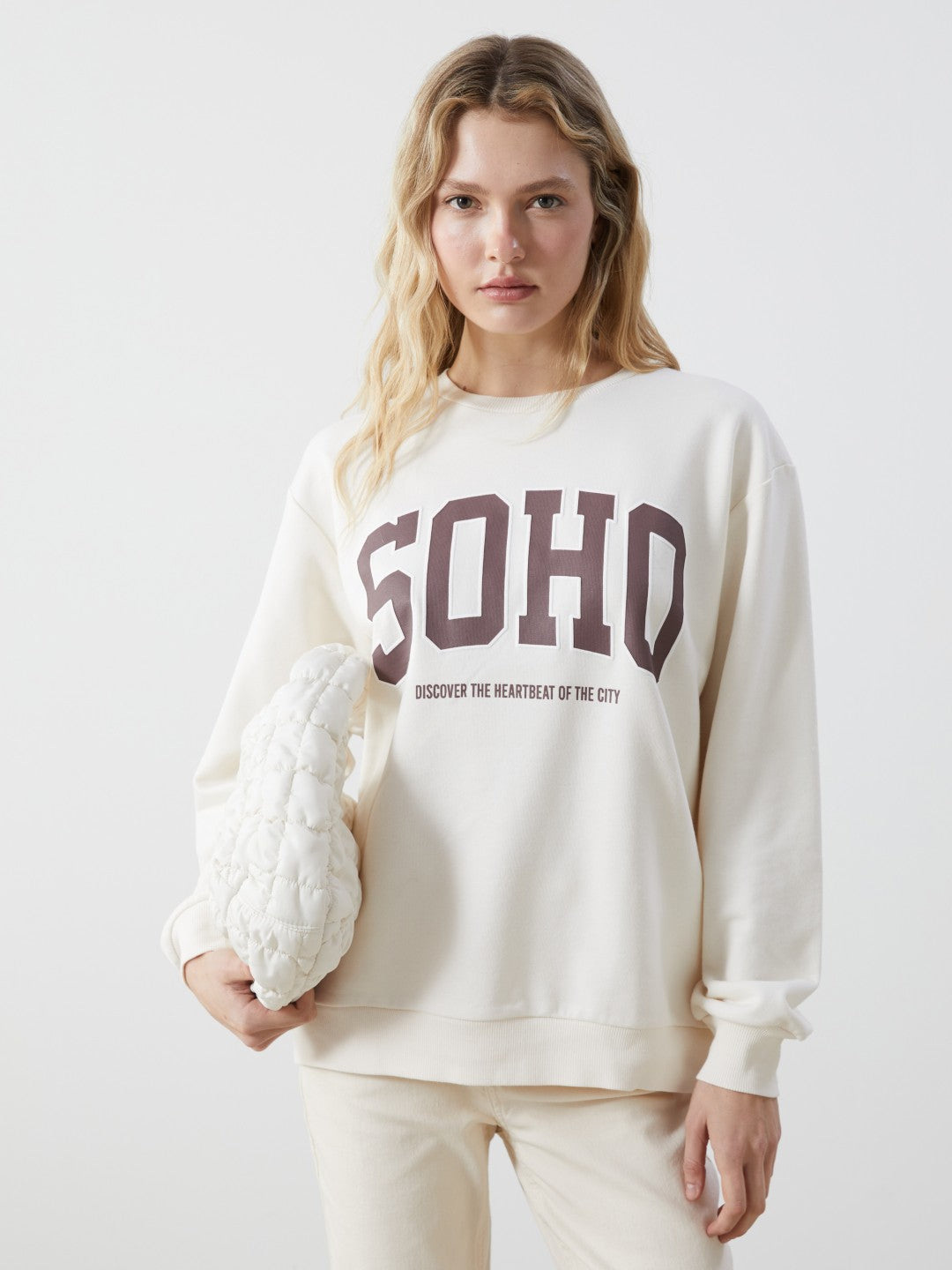 Xside Crew Neck Printed Oversize Women Sweatshirt