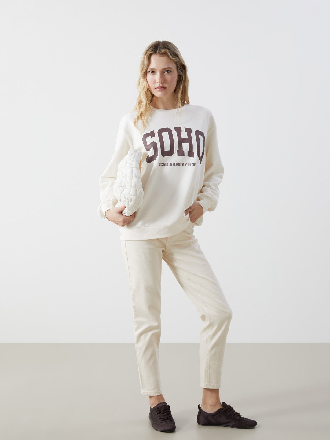 Xside Crew Neck Printed Oversize Women Sweatshirt