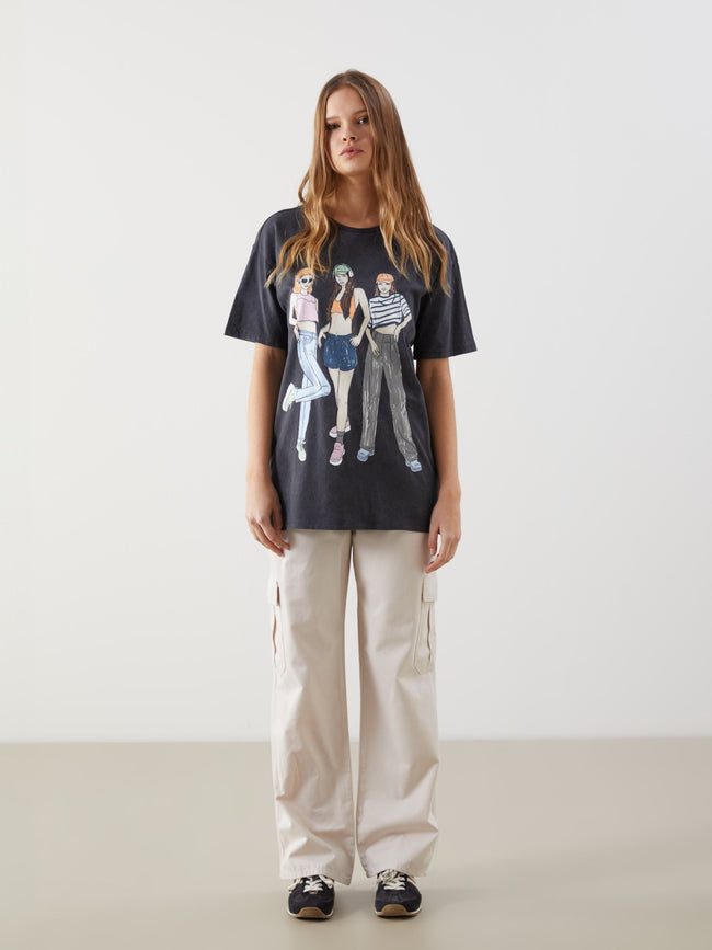 Xside Crew Neck Printed Women T-Shirt Main Image