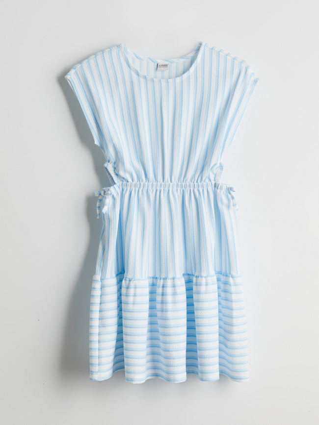 LCW Kids Crew Neck Striped Girl Dress Hover Image