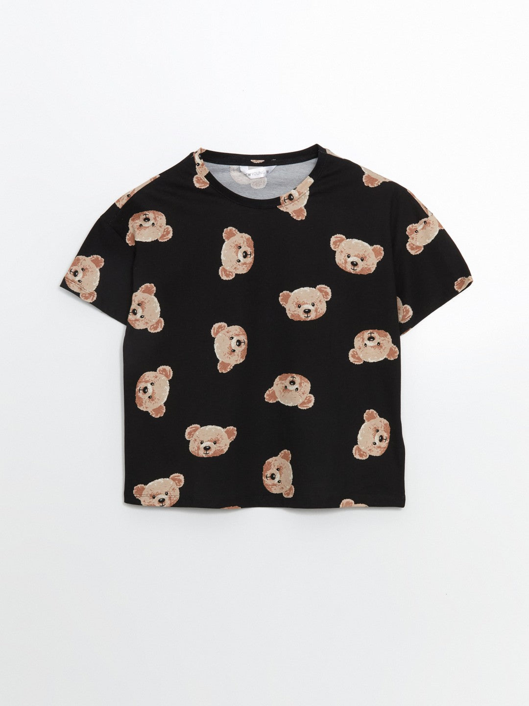 LCW Young Crew Neck Bear Printed Women Pajama Set With Shorts